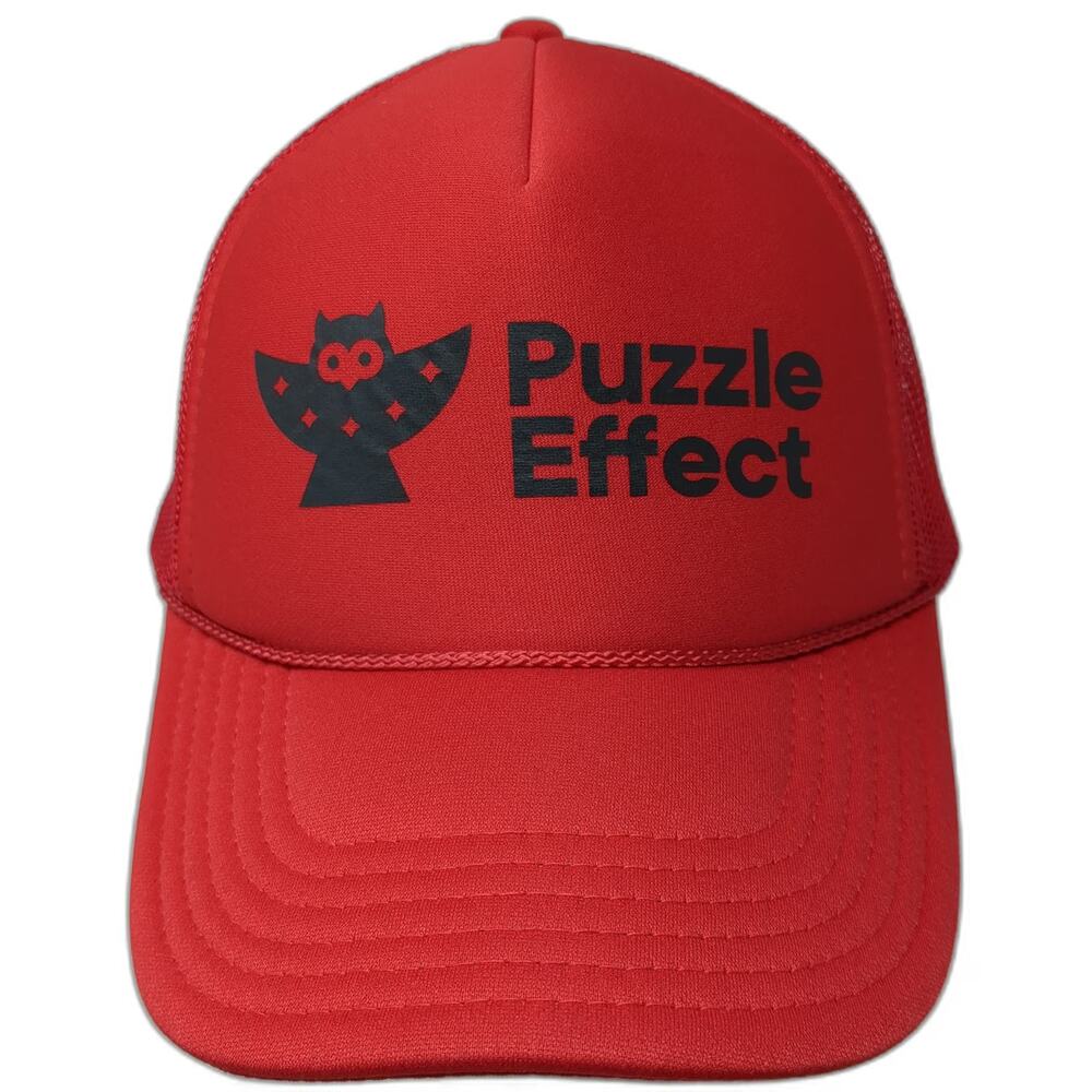 Otto Trucker Hat Red One Size Puzzle Effect Owl Graphic Mesh Snapback Foam Front